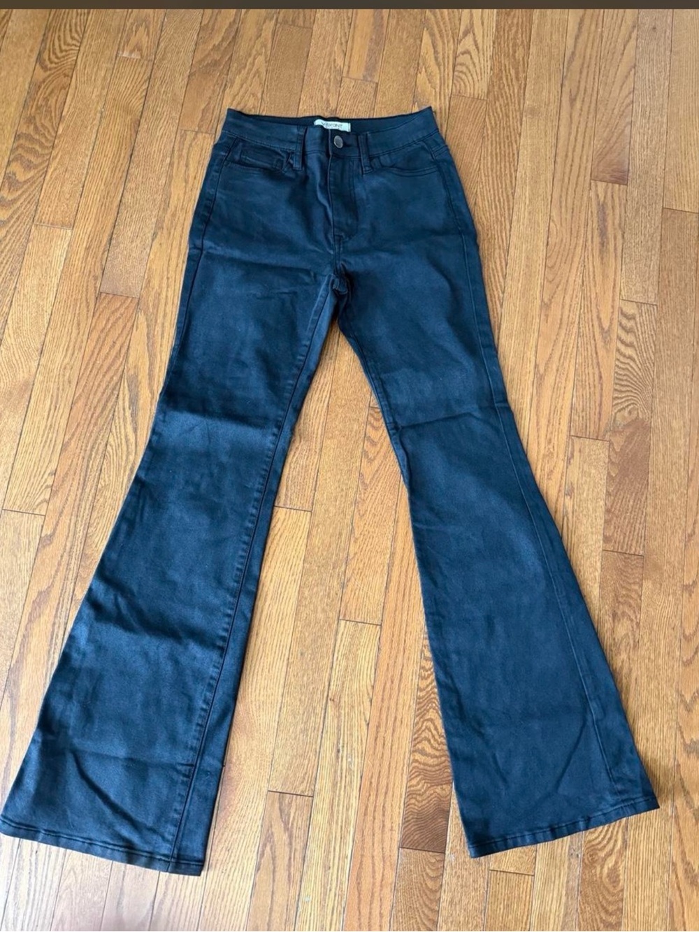 Vibrant Deep Black Boot-Cut Flare Pants